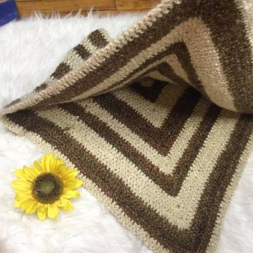 Knit Poncho Brown Vintage Top Over shoulder Soft Handmade Boho Indie Fall