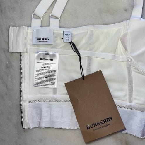 Burberry  White Logo Hem Elastane Corset Top in White