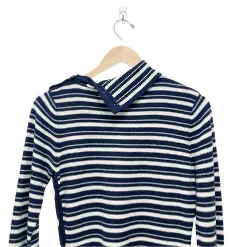 Tracy Reese  Cashmere Blend Navy & Ivory Nautical Striped Sweater Size Medium