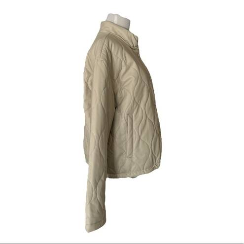 Marc New York  Andrew Marc Faux Leather Quilted Jacket | Beige Cream | Medium