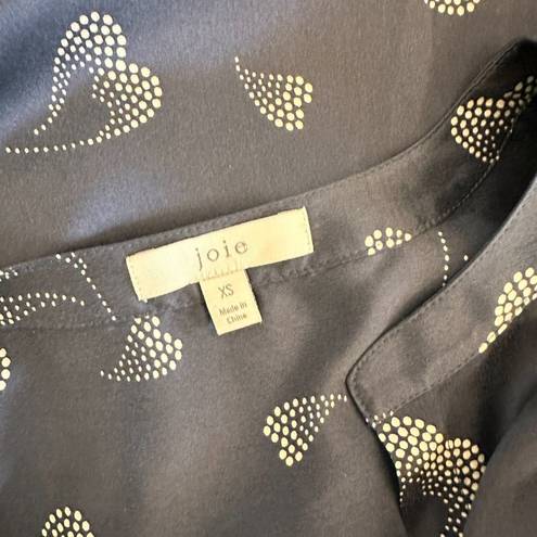 Joie  Mintee Heart Print Silk Blouse