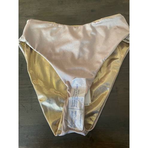 Good American NWT  Sz 1 S High Waist Gold Mink Metallic Bikini Bottom Reversible