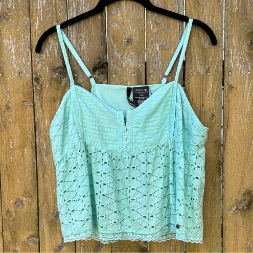 O'Neill O’Neill Mint Green Eyelet Babydoll Tank Top Sz L