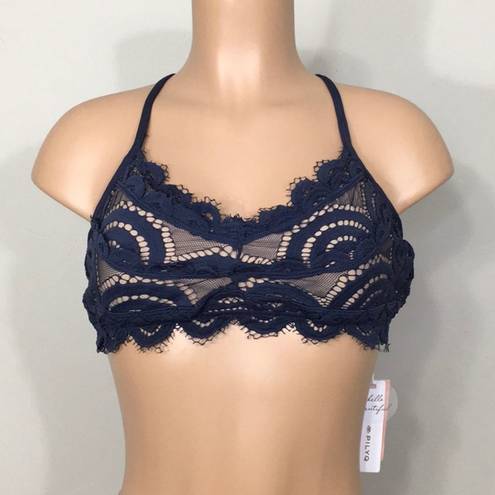 PilyQ  navy nautica lace teeny bikini set. M-teeny. New.