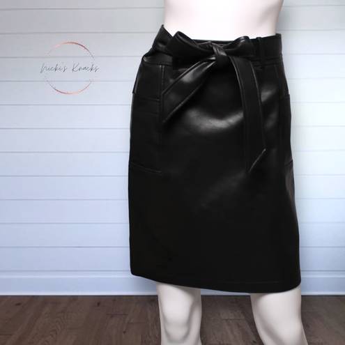 Bagatelle  Black Faux Leather Belted Bow Front Mini Skirt Size XS