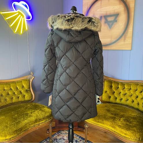 London Fog NWT  Maxi Puffer Coat With Removable Faux Fur Hood