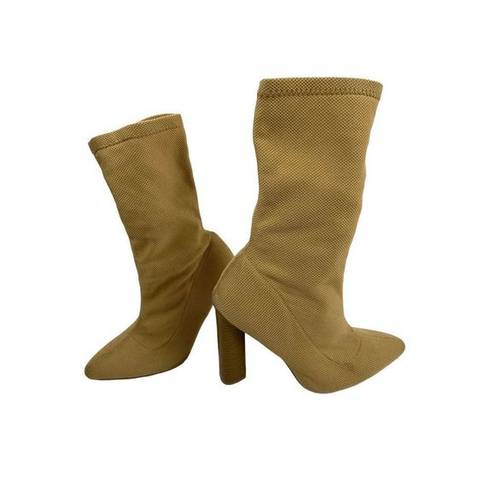 Qupid Quipid  mesh camel brown heeled boots size 8.5 womens