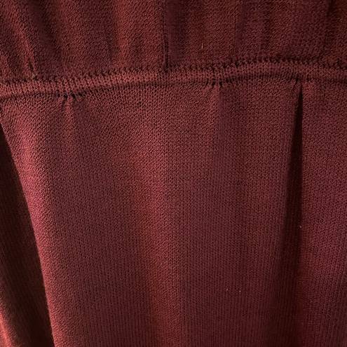 St. John  Marie Gray Burgundy Santana Knit Midi Dress Shoulder Buttons Size 6