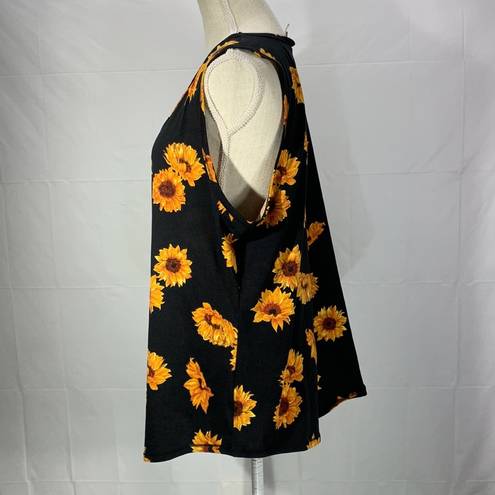 LuLaRoe Black Yellow Sunflower Print Tank Top Size 3XL