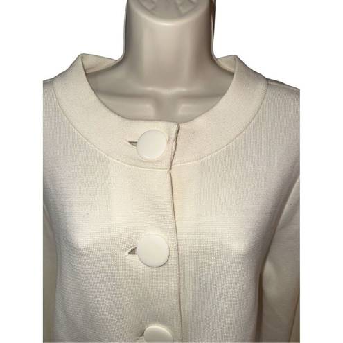 Talbots  Cardigan Sweater L Cream 100% Cotton Mod Style Big Buttons NWOT