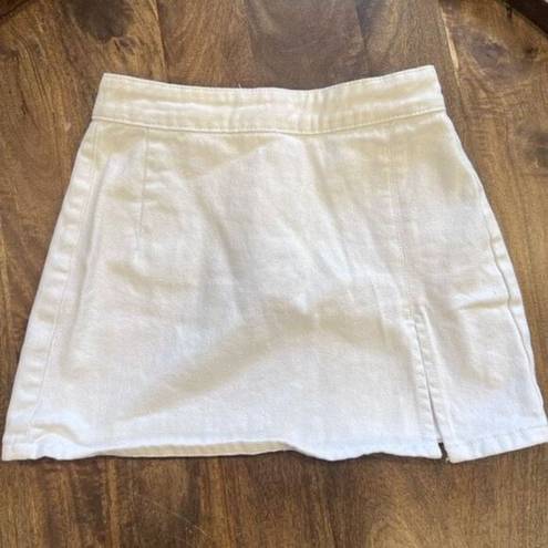 LIONESS  Women's White Denim Mini Skirt With Slit Size XS