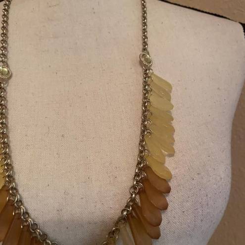 Coldwater Creek Signed  Long Yellow Bead Costume Necklace Adjustable Length