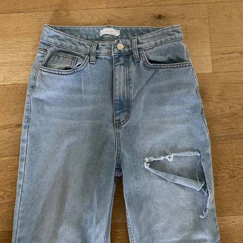 Oak + Fort  - Straight Leg Jean with Cutout in Blue