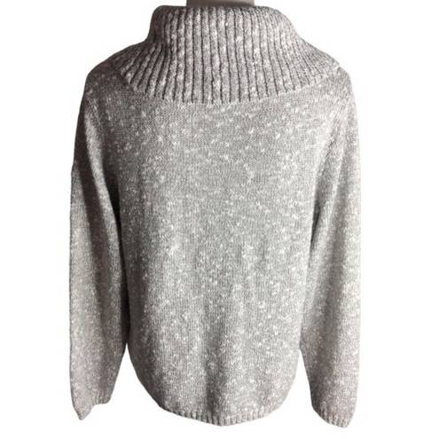 Sag Harbor  Missy Grey Metallic Turtleneck Pullover Long Sleeve Sweater