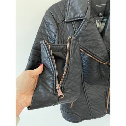 Marc Jacobs  New York Vegan Faux Leather Moto Jacket Black Size Small