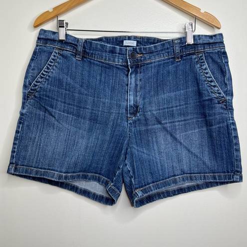 Liz Claiborne  Classic Denim Jean Shorts Women’s Size 16 Button Flap Back Pockets