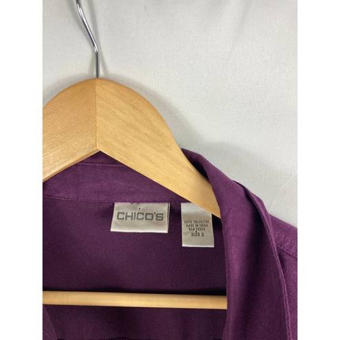 Chico's  Purple Faux Suede Button Down Shirt Size 2 / large