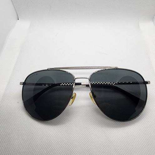 Lacoste  Polarized Silver & Black Aviator Sunglasses & Case