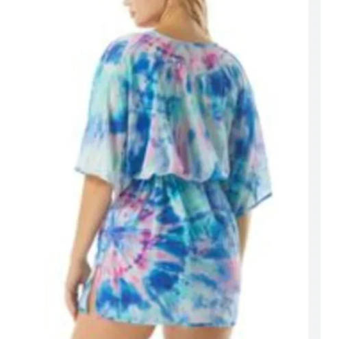 Coco reef Contours  Blue Lightweight Tie Dye Swim Cover-Up Dress Medium / Large