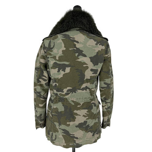 ma*rs MR &  ITALY Camouflage Print Coat with Fox Fur Collar