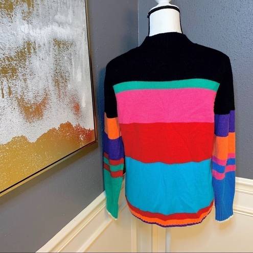 Sag Harbor  Rainbow Striped Mock Turtleneck Sweater