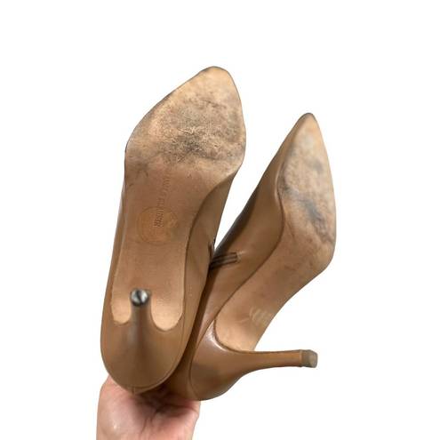 Manolo Blahnik  women's vintage leather ankle heeled boots beige size 38.5