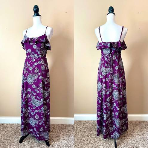 Charlotte Russe  | Plum Purple Floral Maxi Dress Sz M