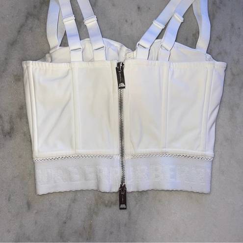 Burberry  White Logo Hem Elastane Corset Top in White