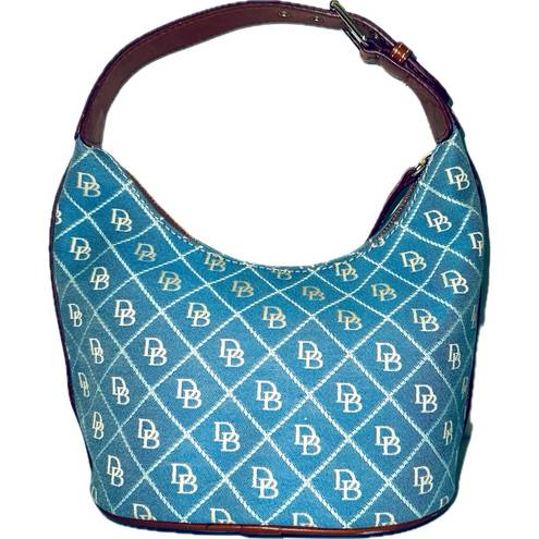 Dooney & Bourke NWOT  Siganture Monogram DB Logo Bucket Hobo Bag, Blue