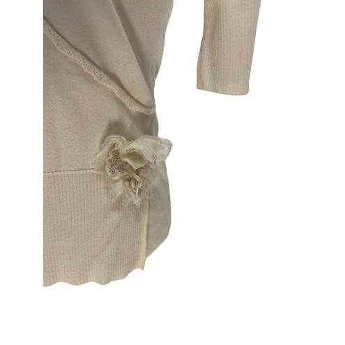 Kenneth Cole  New York Faux Wrap Sweater Cream Size S Y2K Minimalist Quiet Luxury