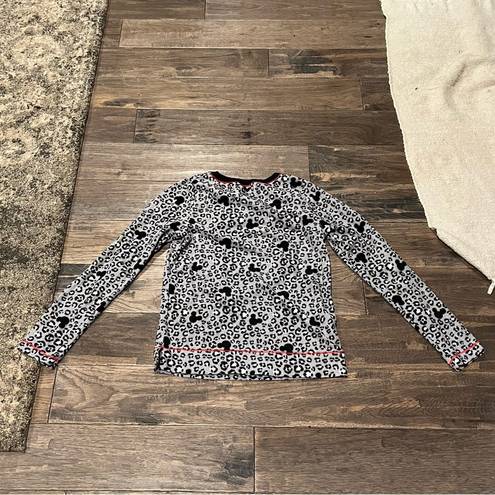 Disney EUC  Grey Mickey Mouse Cheetah Print Fleece Pj Set Juniors Size XS