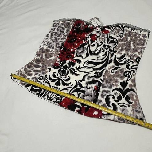 White House | Black Market  Sz 10 Bustier Top NWT White / Black Red Flowers Floral