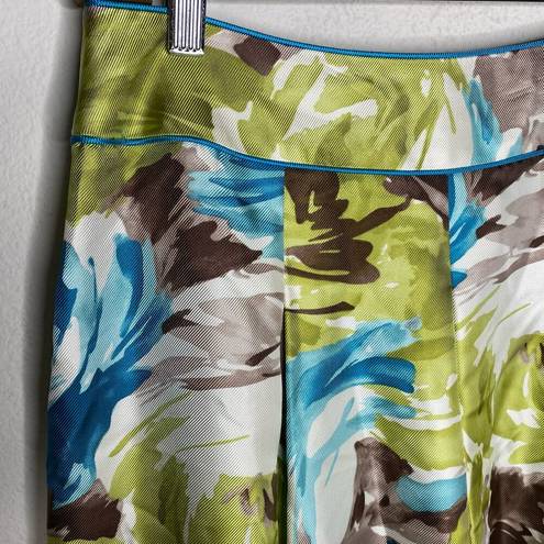 Talbots Floral Silk Skirt Blue Green Watercolor Abstract Preppy Artsy, size 2P