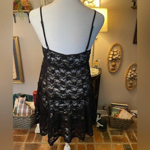 In Bloom  by Jonquil vintage black lace slip dress nightie.