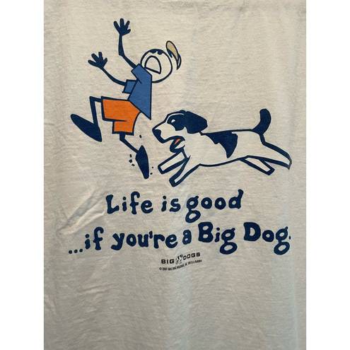 Big Dogs  100% Cotton White Graphic Parody Short Sleeve T-shirt size Large