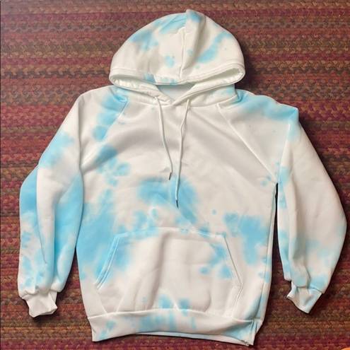 SheIn BLUE TIE DYE PULLOVER HOODIE