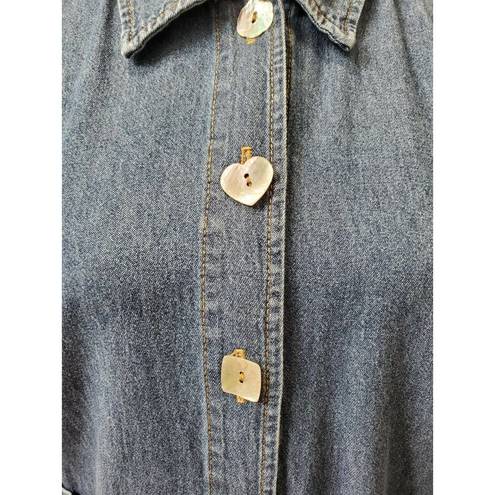 Coldwater Creek Cold Water Creek Women's Blue Denim 100% Cotton Long Sleeve Collared Jacket