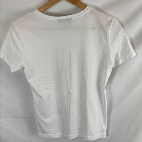 DKNY  Embellished Art Print White Tshirt Size XS