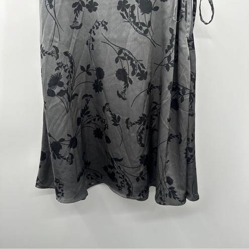 Scarlett 41 Hawthorn  Gray Floral Flutter Sleeve Satin Wrap Mini Dress S & M NEW