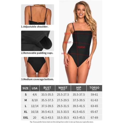 Relleciga NWT  Bandeau One Piece Swimsuit Black L