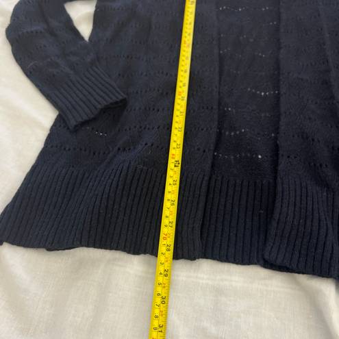 The Loft  rayon/wool blend open front cardigan   Size medium  Condition: great Color: navy   Details : - See photos for approx. measurements laying flat - Open knit  - Comfy and easy to throw over any outfit 