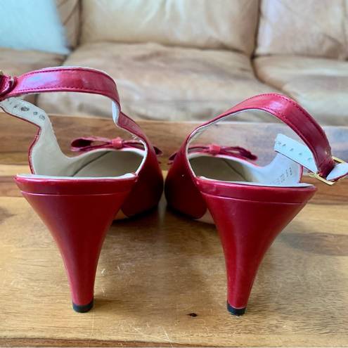 Salvatore Ferragamo  Red Leather Slingback Heels