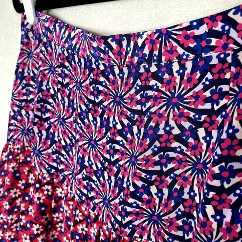 Juicy Couture  Ditsy Daisy Floral Silk Maxi Skirt Size 6 Pink Red New Black Label