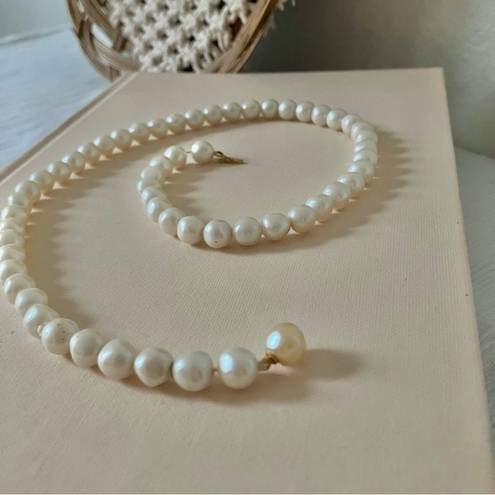 American Vintage Vintage “Ryver” Hidden Pearl Clasp Necklace 17.5” Baroque Ivory Cream Classic