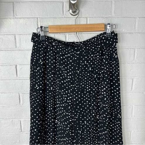 T Tahari  Black White Polka Dot Print Wide Leg Cropped Pants Size S