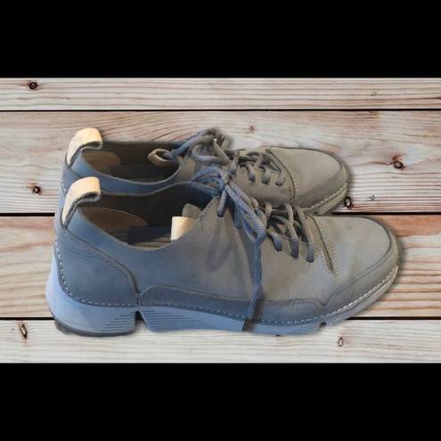 Clarks Clark’s Trigenic Gray Leather Suede Lace Up Sneaker 9.5 Comfort Casual