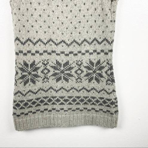 J.Jill  Gray Fair Isle Pattern Button V-Neck Sweater Vest, Size XS