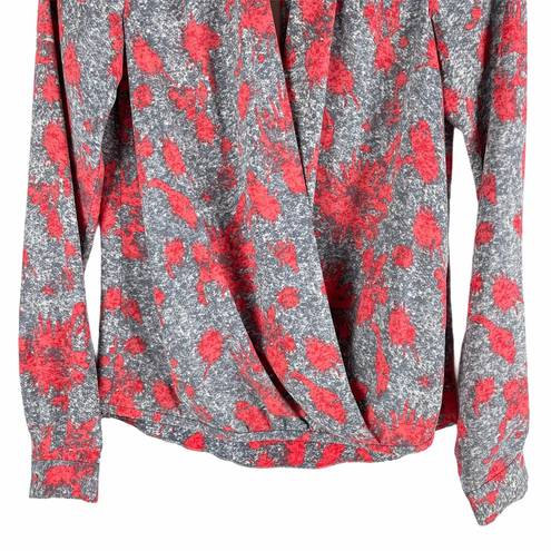 Yoana Baraschi  Printed Faux Wrap Top Blouse Red Gray Size S/M