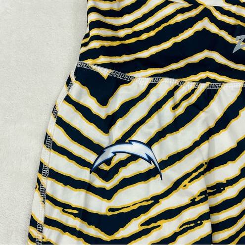 Majestic Zubaz NFL Los Angeles Chargers Navy Yellow Striped  Yoga Pants Womens L