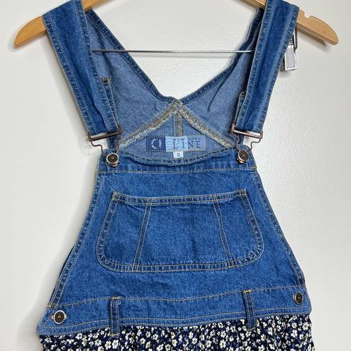 Daisy Vintage 90s Ditsy Floral Denim Overall Romper Size Small Blue w/  Print